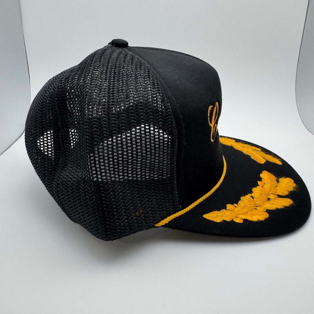 Vtg Colorado SCRIPT Trucker Hat OSFA Black Yellow Scrambled Eggs Mesh Snapback - Picture 4 of 12